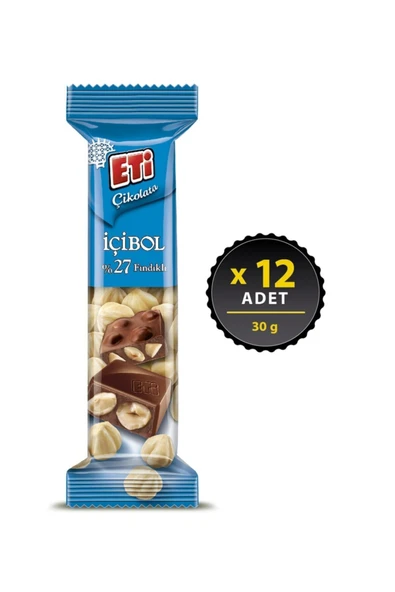 Eti Çikolata İçibol %27 Fındıklı 30 g x 12 Adet ürün görseli 1