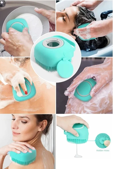 MİNTOLA Şampuan Hazneli Duş Banyo Kese Lif Duş Fırçası Vucut Masaj Peeling Çok Amaçlı Duş Lifi ürün görseli 1