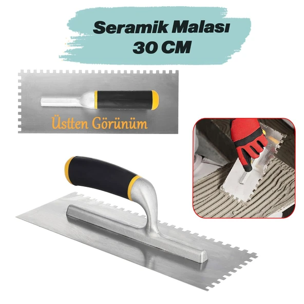 Seramik Malası Metal 30 cm Plastik Saplı Harç Derz Sıva Yüzey Düzleştirme Fugas Malası Saten 1 Adet ürün görseli 1
