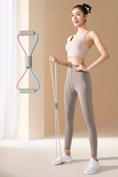 Figure 8 Pilates Egzersiz Bandı | Yoga, Isınma ve Kondisyon Direnç Lastiği | Pastel | Hafif Direnç ürün görseli 1
