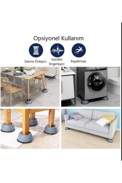 MİNTOLA Gürültü Engelleyici Ve Kaymaz Titreşim Önleyici Kauçuk Ayak Pedleri Çamaşır Makinesi Stoper Önleyici ürün görseli 1