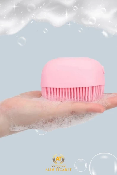 MİNTOLA Şampuan Hazneli Silikon Peeling Duş Fırçası Pembe ürün görseli 1