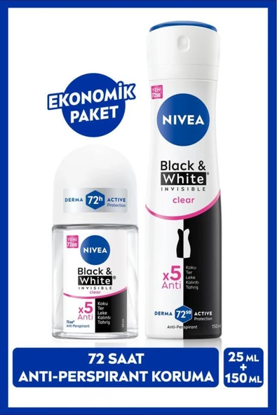 Kadın Sprey Deodorant Black&white Clear 150ml Ve Mini Roll-on Black&white Clear ürün görseli 1