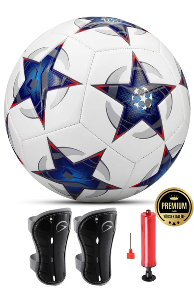 3lü Set Futbol Topu Tekmelik Şampiyonlar Ligi Pompalı Sert Zemin Halı Saha Futbol Topu Mavi No:5 ürün görseli 1