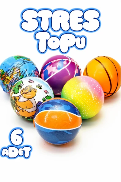 6 Adet Stres Topu Sünger El Bilek Güçlendirici Yumuşacık Eğitici Stres Giderici Oyuncak Top 6 cm ürün görseli 1