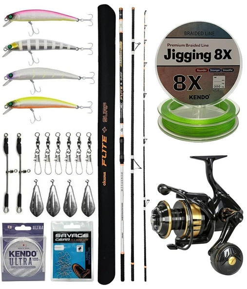 YekOutdoor Profesyonel Olta Seti Okuma Flite+ Super Light Surf 420cm 3 Parça Olta Kamışı&Okuma Tesoro 8000PA Olta Makinesi ürün görseli 1