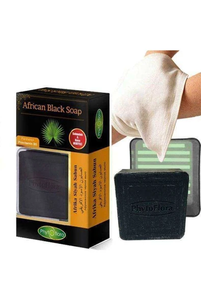 Phytoflora African Black (Siyah Sabun) 125 Gr Kese  Ve Sabunluk ürün görseli 1