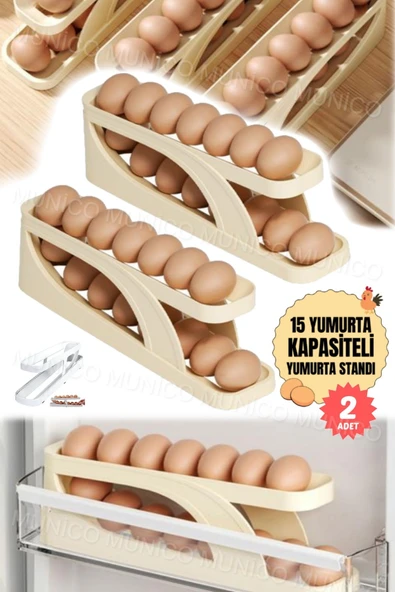 MİNTOLA 2 Adet İki Katlı Yumurta Haddeleme Depolama Rafı Yumurta Depolama Tutucu Rolldow Yumurta Dağıtıcı ürün görseli 1