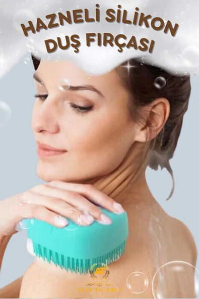 MİNTOLA Şampuan Hazneli Silikon Peeling Duş Fırçası Yeşil ürün görseli 1