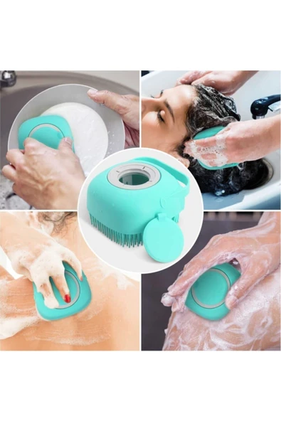 MİNTOLA Fırsat Ayı Şampuan Hazneli Silikon Peeling Duş Fırçası Masaj ürün görseli 1
