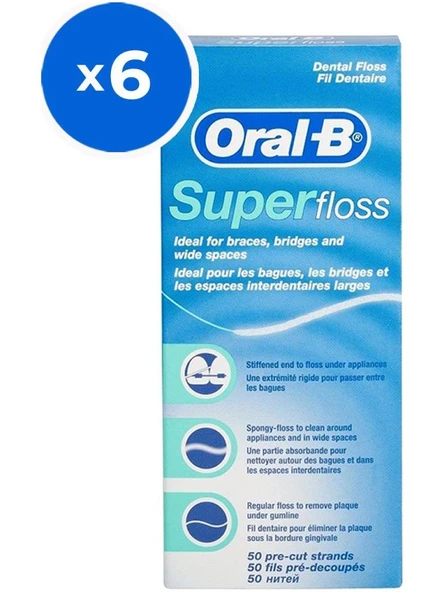 Oral-B Diş İpi Super Floss 50'Li X 6 PAKET (SKT:06/2029) ürün görseli 1