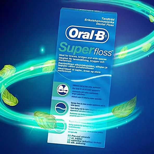 Oral-B Diş İpi Super Floss 50'Li (SKT:06/2029) ürün görseli 1