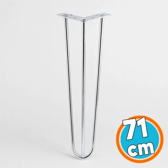 Masa ve Sehpa Ayağı Tekli Sağlam Mobilya Yükseltici Destek Ayak Modeli 71 cm Krom Gümüş Metal ürün görseli 1