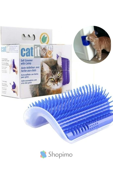 MİNTOLA  Kedi Kaşınma Aparatı - Duvara Monte Edilebilir Tüy Toplayıcı & Masaj Fırçası ürün görseli 1