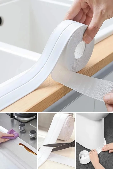 MİNTOLA Duş Pvc Lavabo Küvet Tezgah Kenar Banyo Mutfak Pencere 3,2 Mt Su Sızdırmaz Geçirmez Yalıtım Bant ürün görseli 1