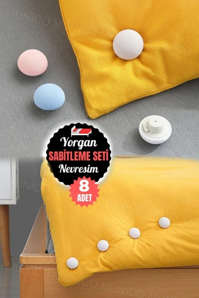 MİNTOLA GRİ 8 Adet Yatak Örtüsü Sabitleyici Mantar Şekilli Klips Seti - Her Yatak Boyutu için Uygun Çözüm İğneli ürün görseli 1