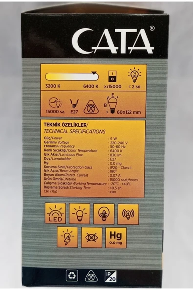 Cata Şarjlı Led Ampül Ct-4229 (10 ADET) - Resim 7