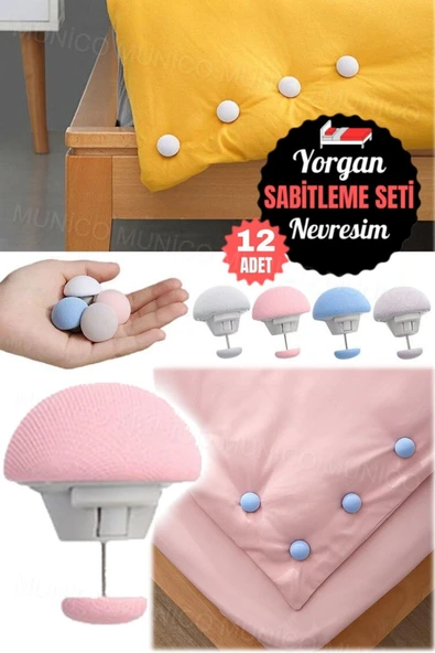 MİNTOLA GRİ 12 Adet Yatağınızı Düzenlemenin Şık Yolu Yorgan Düğmesi Çarşaf Sabitleyici Klips Set Her Yatak Odası ürün görseli 1