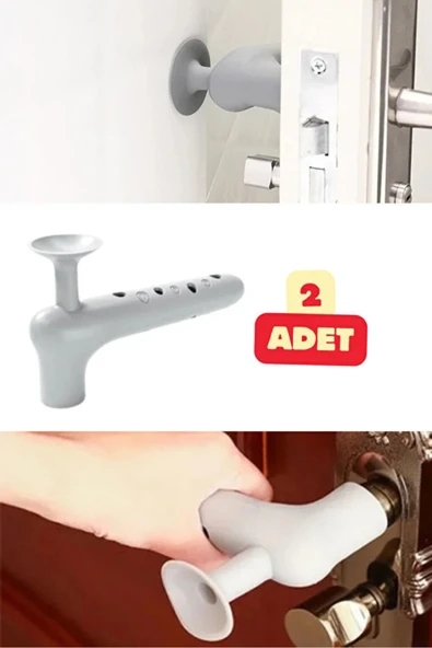 MİNTOLA STORE 2 Adet Silikon Kapı Kolu Koruyucu Stoper Gri Kapı Arkası Duvar Koruyucu Gürültü Emici Koruma Tampon ürün görseli 1