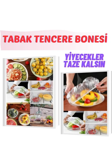 MİNTOLA  Tabak Bonesi Tencere Bonesi Tekrar Kullanılabilir Gıda Saklama Bonesi 100 Adet ürün görseli 1