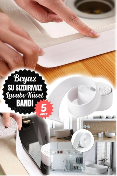MİNTOLA 5 Adet 3.2 Metre Banyo Klozet Küvet Kenarı Su Geçirmez Duvar Sticker Kendinden Yapışkanlı Lavabo ürün görseli 1