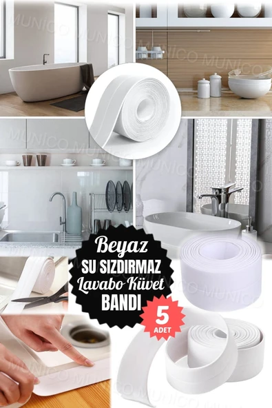 MİNTOLA 5 Adet 3.2 Mt Mutfak Banyo Küvet Köşe Sızdırmaz Bant Su Geçirmez Kalıp Geçirmez Sızdırmazlık Şerit ürün görseli 1