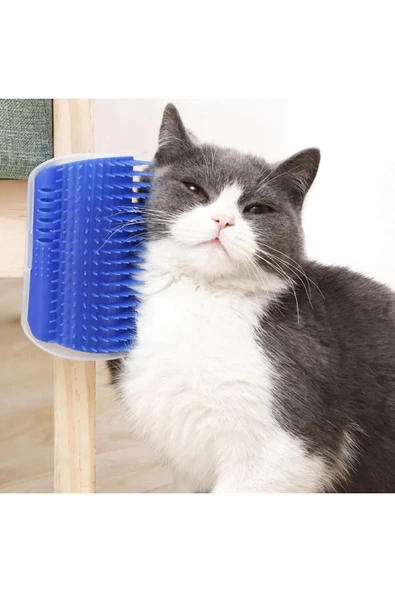 MİNTOLA   1 Adet Kedi Kaşınma Masaj Fırçası Köşeye Monte Edilebilir Cat it catnip Nanesi Bantlı Vidalı ürün görseli 1