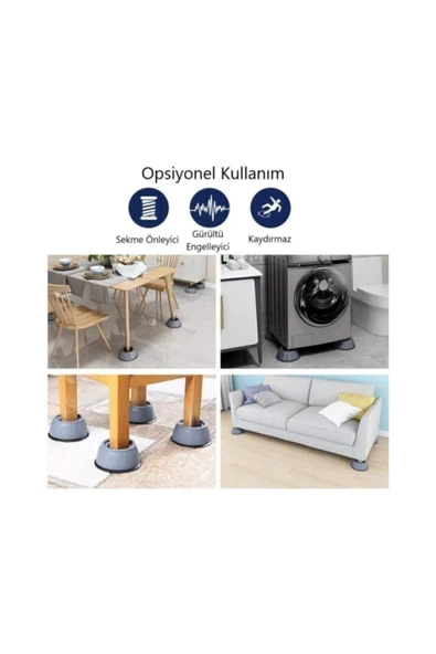 TEGOMİ 4'lü Çamaşır Makinesi Titreşim Engelleyici Stoper (10cm X 4cm) ürün görseli 1
