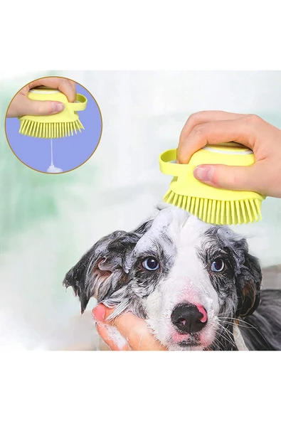 MİNTOLA  Şampuan Hazneli Kedi Ve Köpek Evcil Hayvan Yıkama Fırçası Silikon ürün görseli 1