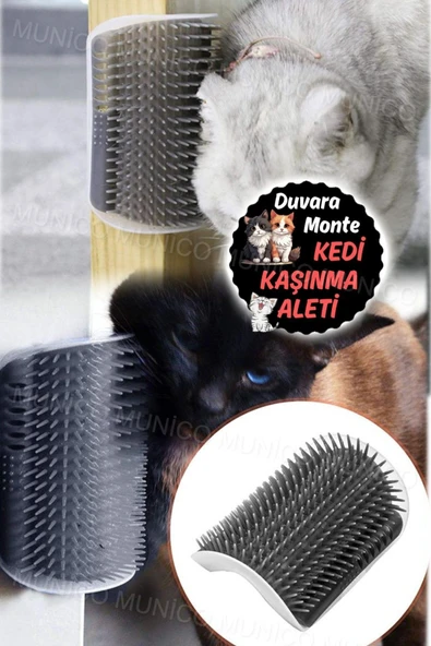 MİNTOLA Kedi Tüy Temizleme ve Kaşıma Aparatı  Duvar Köşesine Yapışan Kolay Kullanımlı Fırça ürün görseli 1