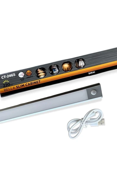 Cata Ct 2464 Ledli Yatay Bant Armatür (40 Cm Bella Cabınet Usb Şarzlı-sensörlü) ürün görseli 1