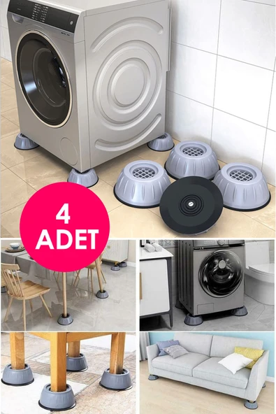 TEGOMİ Pratik 4 Adet Beyaz Eşya Altlığı Çamaşır Bulaşık Makinası Buzdolabı Yükseltici Titreşim Önleyici ürün görseli 1