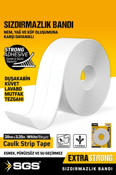 MINTOLA 1240 3.35M Banyo Küvet Mutfak Lavabo Beyaz Su Sızdırmaz Bant Su Geçirmez Kenar Bandı Sızdırmazlık ürün görseli 1