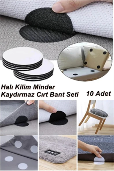 MİNTOLA  Halı Kilim Nevresim Örtü Kaydırmaz Minder Cırt Bant 10 Adet Seti Yapışkanlı Halı Kaydırmaz ürün görseli 1