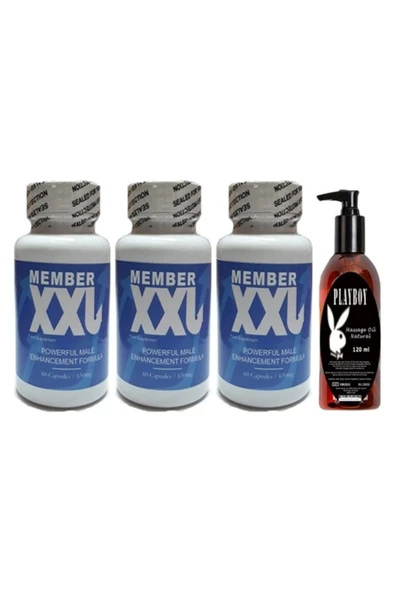 Xlan Hintohu Member Xxl Erkeklere Özel 60li 3 Adet Playboy 120 ml Masaj Yağı ürün görseli 1