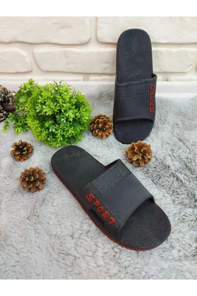 Gezer Erkek Kaymaz Taban Banyo Balkon Sport Siyah-Kırmızı ürün görseli 1