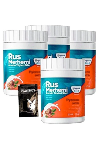 Xlan Playboy Turquoise 4'lü Birden Ceviz & Ceviz Sütü Rus Merhemi 50 ml Tüy Dökücü Krem + 1 Armağan Jel ürün görseli 1