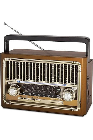 AbaTech KTF-1655 Nostalji Radyo Bluetooth Hoparlör El Feneri Usb Şarjlı ürün görseli 1