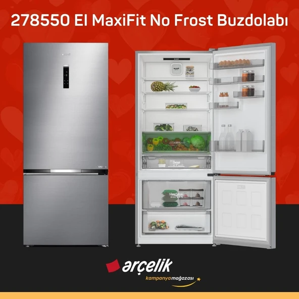 ARÇELİK 278550 EI MaxiFit Alttan Donduruculu Buzdolabı ürün görseli 1