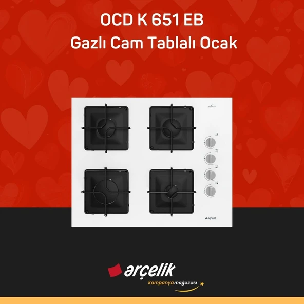 ARÇELİK OCD K 651 EB Gazlı Cam Tablalı Ocak ürün görseli 1