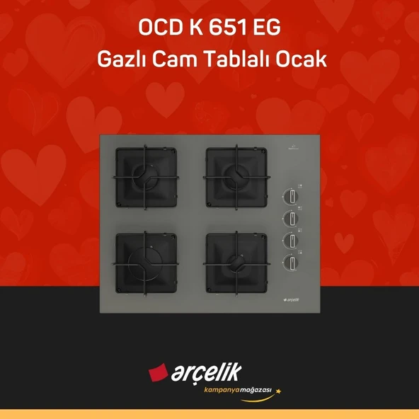 ARÇELİK OCD K 651 EG Gazlı Cam Tablalı Ocak ürün görseli 1