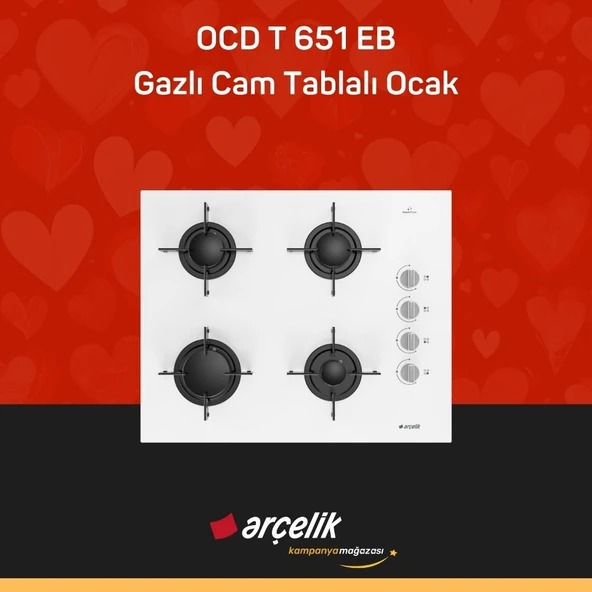 ARÇELİK OCD T 651 EB Fibona Serisi Gazlı Cam Tablalı Ocak ürün görseli 1