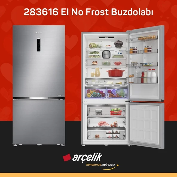 ARÇELİK 283616 EI Yapay Zeka Teknolojili Alttan Donduruculu Buzdolabı ürün görseli 1