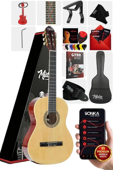 Midex MGX-200NT Kaliteli Klasik Gitar 4/4 Yetişkin Boy Full Set ürün görseli 1