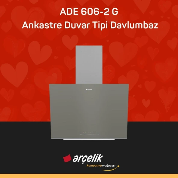 ARÇELİK ADE 606-2 G Fibona Serisi Ankastre Duvar Tipi Davlumbaz ürün görseli 1