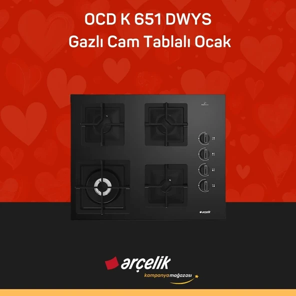 ARÇELİK OCD K 651 DWYS Gazlı Cam Tablalı Ocak ürün görseli 1
