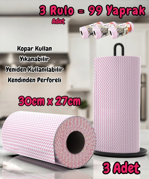 Technow Softtex 33 Yaprak Kopar Kullan Rulo Hassas Temizlik Bezi 27x30cm 3 Rulo Adet ürün görseli 1