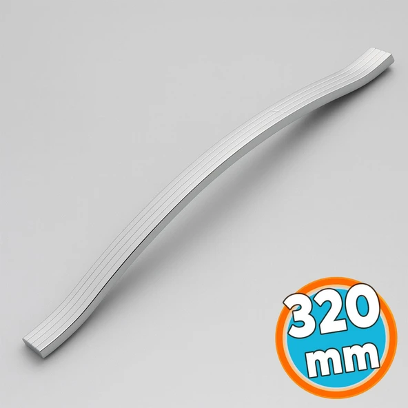 Mobilya Kulpu Paslanmaz Sağlam Kulplar Kulbu Dayanıklı Modern 320 mm Krom Gümüş Çizgili Metal ürün görseli 1