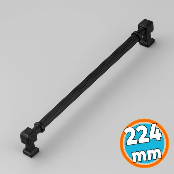 Mobilya Çekmece Mutfak Dolabı Dolap Kulpları Kulb 22.4 cm 224 mm Çizgili SİYAH Metal Kulp ürün görseli 1