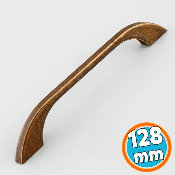 Mobilya Mutfak Dolabı Dolap Kulpu Kulbu Kulpları 128 mm - 12.8 cm Eskitme Antik Bakır Metal ürün görseli 1